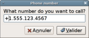 Screenshot of the dialog asking to enter the phone number to be called
