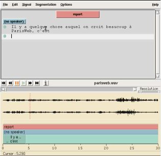 Screenshot of transcriber in action