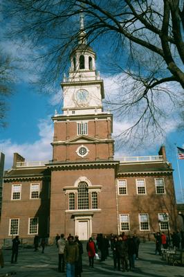 Vue sur l’Independance Hall (Philadelphie, Février 2001)