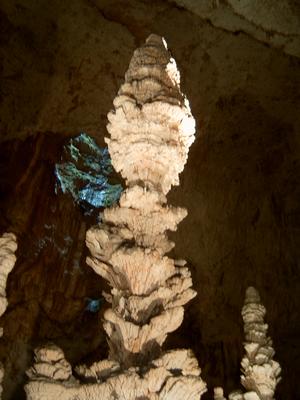 Stalagmite en fleur de l’Aven d’Orgnac (Ardèche, 23 Avril 2004)