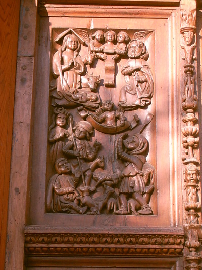 Détail du portail de la cathédrale de Fréjus : la Nativité (Fréjus, 21 Décembre) 