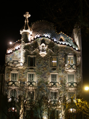  La Casa Battlo illumin&eacute;e (Fondation Miro, Barcelone, 17 février 2006)