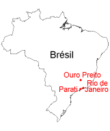 Carte du Brésil avec nos points de visites marqués en rouge